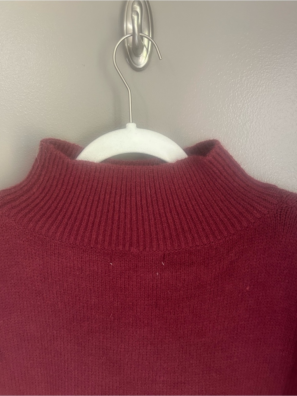 Mustard Seed Oversized Mock Neck High Low Sweater - Burgundy - Picture 12 of 15